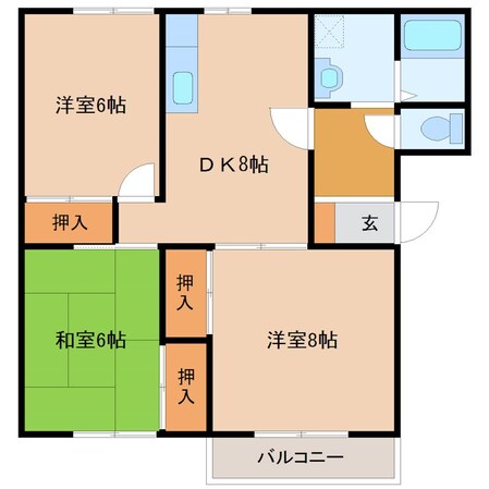 バサラハイツＡの物件間取画像